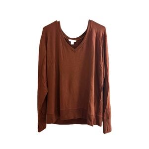 Athleta Brown V-Neck Sweatshirt